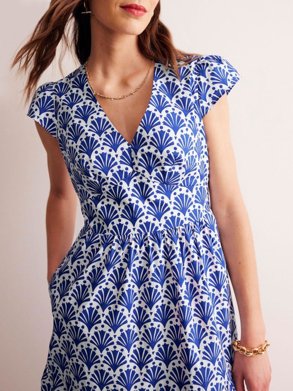 Boden Blue and White Printed Midi Dress - Picture 5 of 15